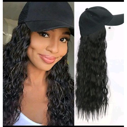 Fbk Black Hat wig female curly hair fashion cap natural hair for lady