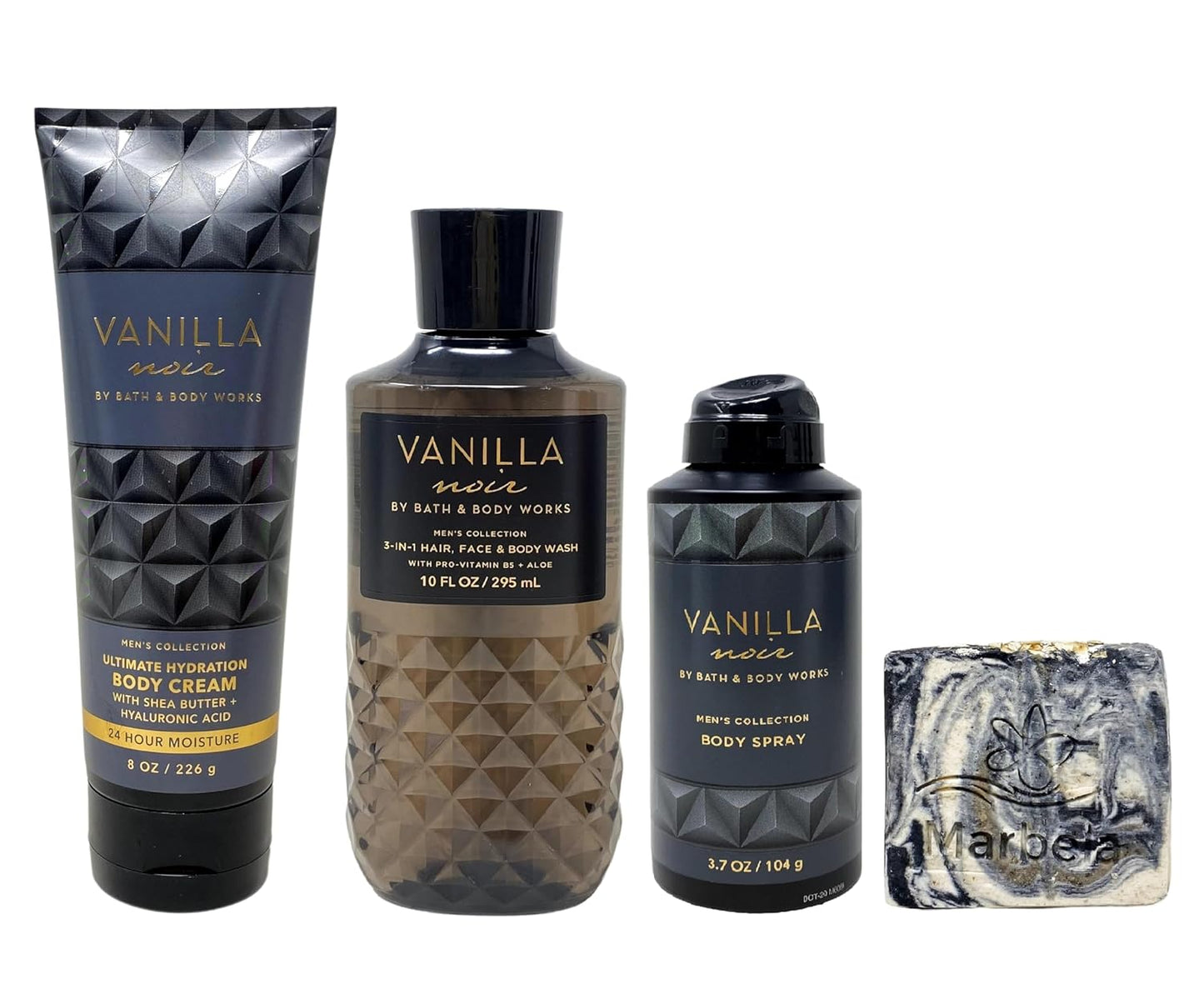 Bath & Body Works Men's Collection Vanilla Noir Body Cream, Body Spray & Wash