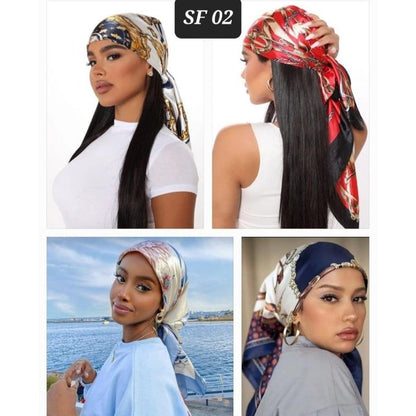 Scarf Boutique Pre-Tied Chemo Head Scarf Beanie Skull Cover Cap