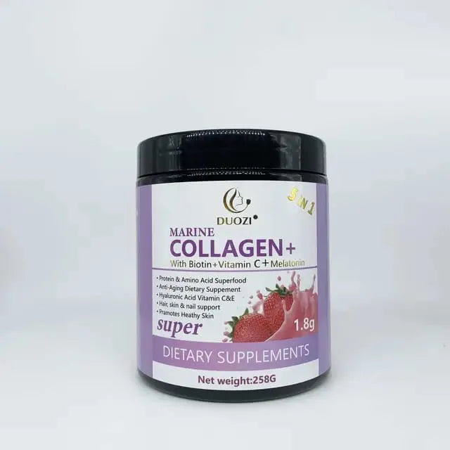 Duozi Marine Collagen Powder 5-in-1 – Glow From Within | Youthful Skin, Strong Hair & Nails, Joint Support + Hyaluronic Acid, Vitamin C, Biotin & Zinc