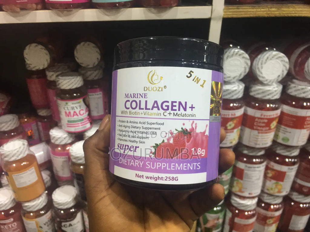 Duozi Marine Collagen Powder 5-in-1 – Glow From Within | Youthful Skin, Strong Hair & Nails, Joint Support + Hyaluronic Acid, Vitamin C, Biotin & Zinc