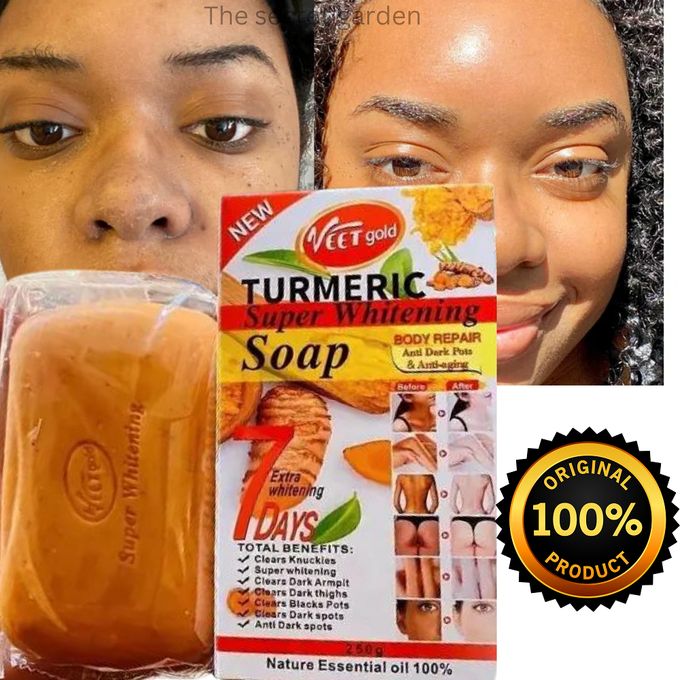 🔥 ORDER 1, WE SEND 2 — VEET GOLD Turmeric Super Whitening Soap | Clears Dark Spots + Brightens Skin + Anti-Aging | KSh 1,600