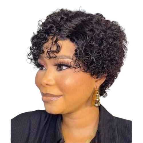 Semi human water curl wig
