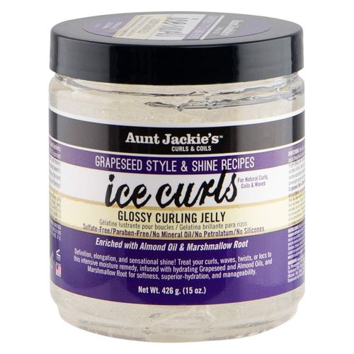 Aunt Jackie'S Grapeseed Style and Shine Recipes Ice Curls Glossy Curling Jelly, Hydrates, Softens, Makes Waves, Curls and Coils Easier to Style-