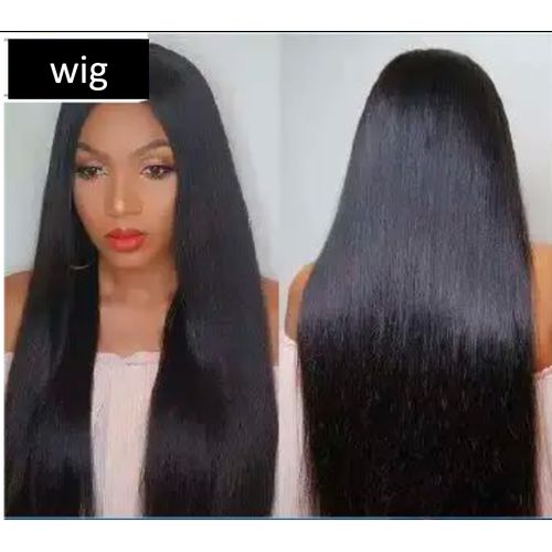 Ladie Long Straight Hair Synthetic Middle Part Black Wigs For Women