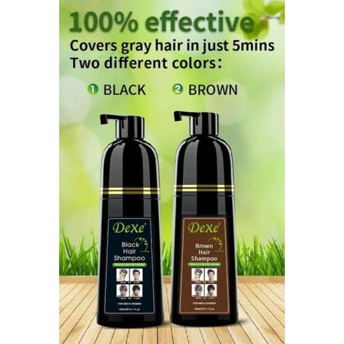 Dexe Black/Brown Instant Hair Color Dye Shampoo