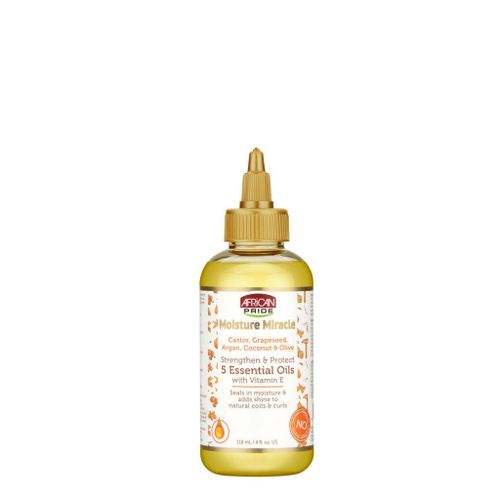 AFRICAN PRIDE Castor, Grapeseed, Argan, Coconut & Olive 5 Essential Oils- help protect against breakage and promote natural growth- leaving coils and curls with body and shine.4oz