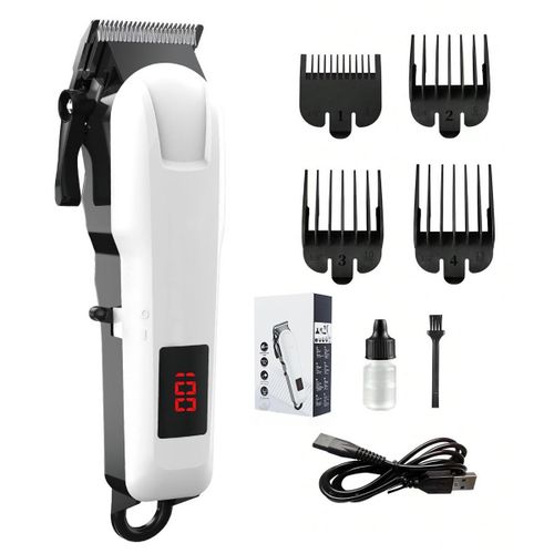 Rechargeable Cordless Hair Clipper, Professional Stainless Steel Trimmer with LCD Battery Indicator