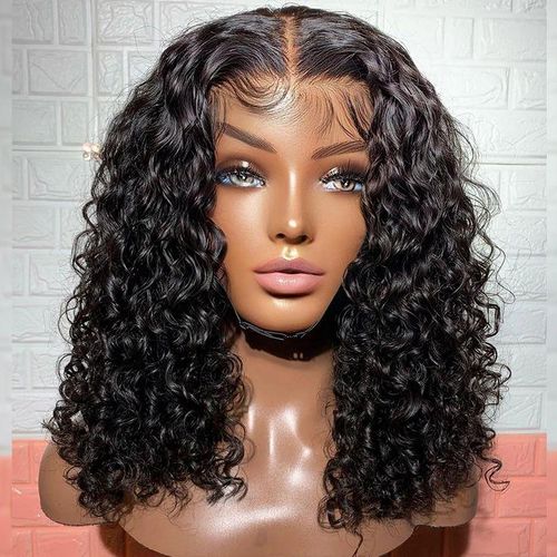 Black deep wave curly 18inch water curl, jerry curls human hair double drawn HD melt lace frontal human hair