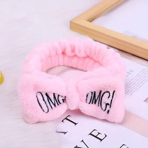 Headband Fleece Fuzzy Women Stretchy Hair Cute Soft Wear - Pink