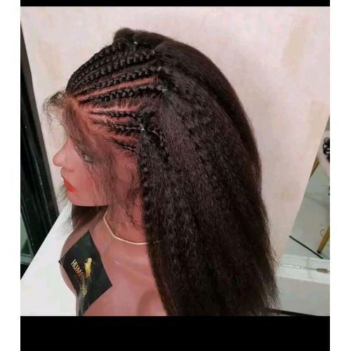Fashion Classic Frontal lines kinky semi human wig