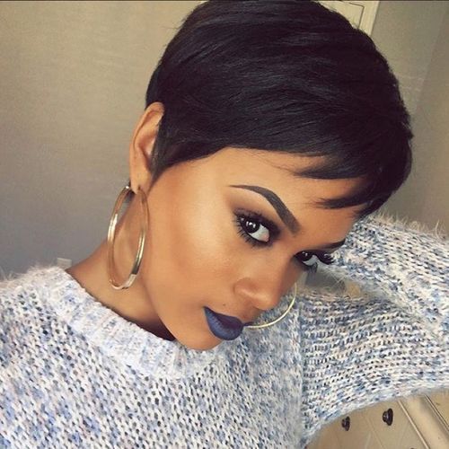 Pixie Cut Black Hair Wig For Women - Black
