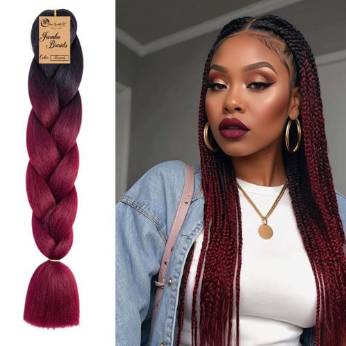 Ombré Braids KE B8 Ombre Braid Burgundy Ombre Braiding Hair Burgundy Jumbo Braid