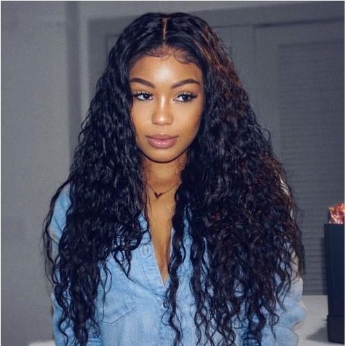 New Women's Black Curly Wave Wigs Long Synthetic Wavy Natural Hair Temperature Wigs For Women Daily Cosplay Wigs