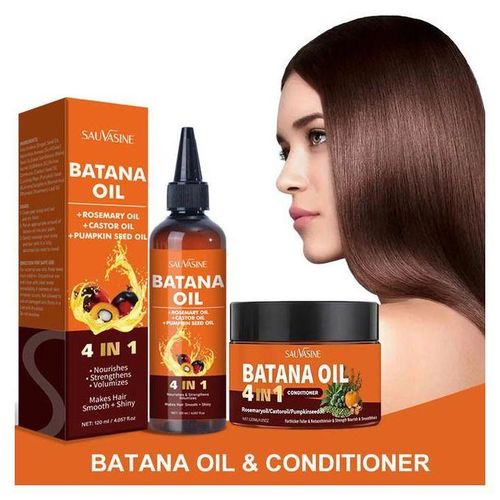 Sauvasine (NEW ORIGNAL)2PCS/SET 4 IN1 Batana Oil & Conditioner for Hair Growth Reduces Split Ends Hair Treatment Mask Smoothing Enhances Hair Texture