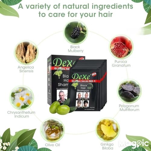 Dexe 20 PCS Black Hair Shampoo Instant Hair Dye for Men and Women