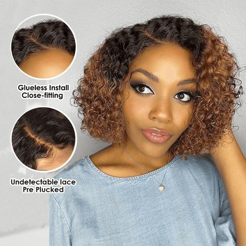 Fashion Human hair bob waterwave wig that can be put as middle part or side part_2/30