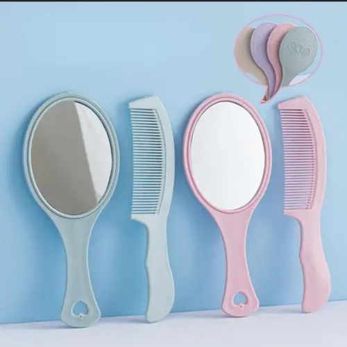 Combo Of Hair Comb & Mirror Set For Women And Girls Casual,Travelling,Daily Use Hair Comb & Hand Mirror,Easy To Carry In Your Purse and HandBag