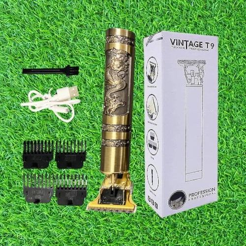 T9 Dragon Style Metal Body USB Charging Gold Cordless Professional Wireless Hair Clipper Trimmer Shaver