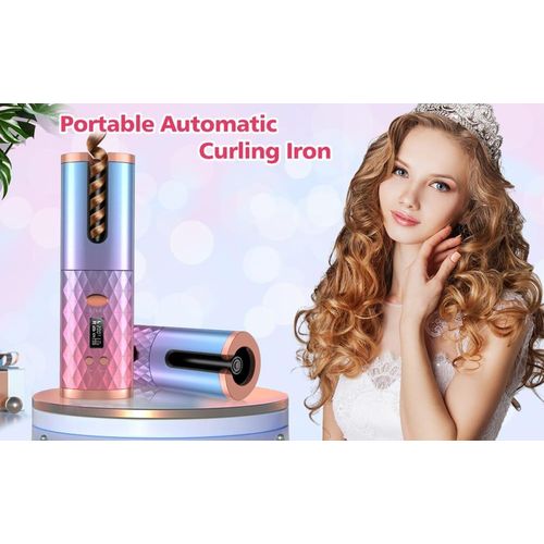 Cordless Automatic Hair Curler, Rechargeable Curling Wand, Portable Auto Hair Curler, USB Rechargeable Hair Styler
