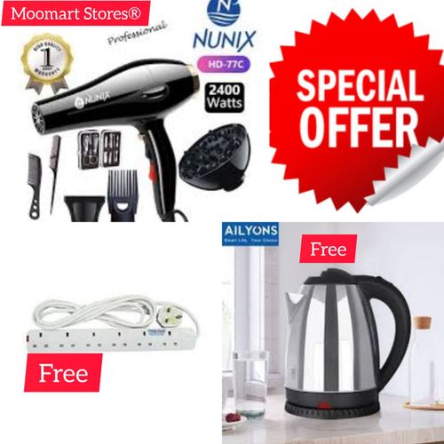 Nunix 2400W Pro Hair Blow Dry +AccessorieS+2.0L KETTLE+4 WAY EXTN
