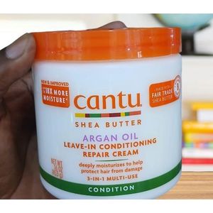Cantu Argan Oil Leave-In Conditioning Repair Cream, Deeply Moisturizes to prevent Hair Damage,-453g