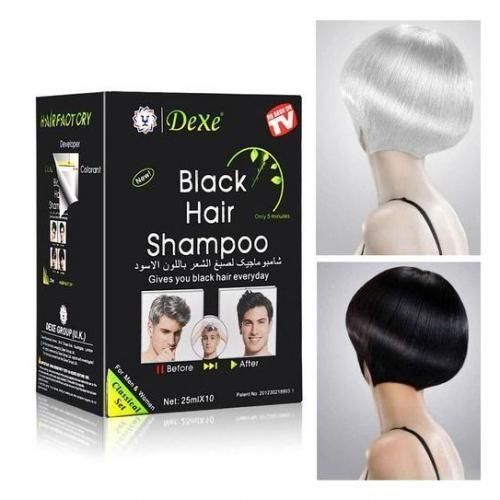 Dexe BLACK HAIR SHAMPOO/10pcs INSTANT BLACK HAIR DYE