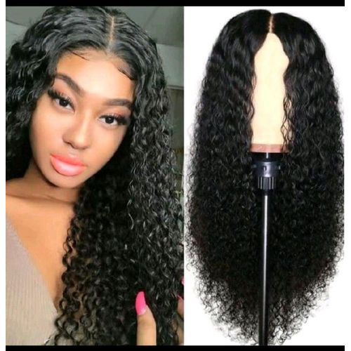 Premium 26 Inch Long Curly Black Wig Hair For Ladies