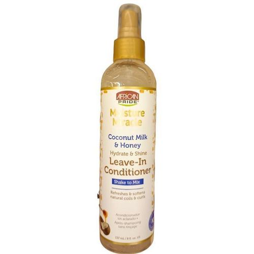 AFRICAN PRIDE Moisture Miracle LEAVE-IN CONDITIONER Coconut Milk & Honey Hydrate Shine Refreshing Softens Natural Coils & Curls