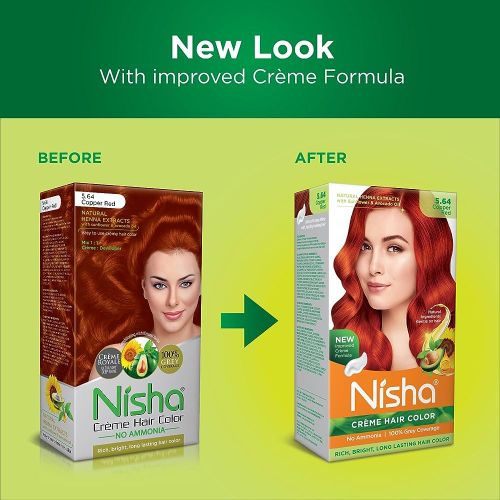 Nisha Crème Hair Dye Color 5.64 Copper Red (60gm+ 60ml+18ml)