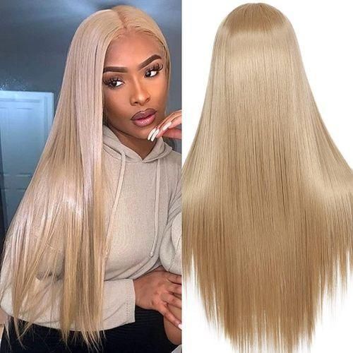 Women's beige long straight wig