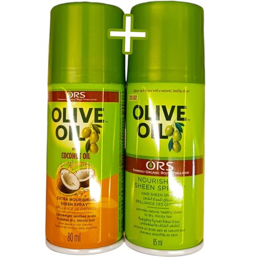 Ors 2 Olive Oil HAIR SPRAYS + WITH COCONUT OIL Sheen Extra Nourishing Lightweight Soothes Scalp Hydrates Dry Thirst Hair hairspray nk