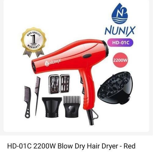 Nunix TOP QUALITY HD-01C Professional Hair Blow Dryer With Styling Accessories – 2200W, 2 Speed & 3 Heat Settings