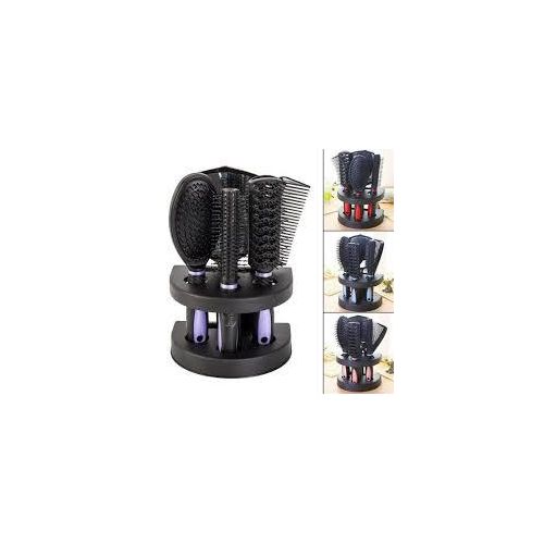 Hair Brush Set With Mirror 6 In 1 Women Salon Hair Styling Brush Massage Comb Detangling Brush Mirror Set With Stand Holder