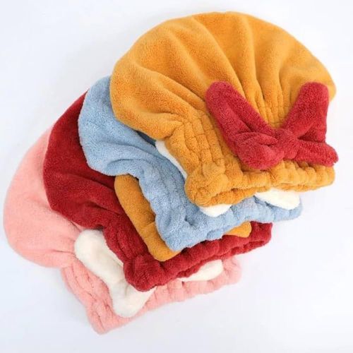 Super Absorbent Hair Towel Wrap for Wet Hair, Quick Dry Head Wrap with Bow-Knot Shower, Coral Velvet Hair Drying Towel for Long Hair