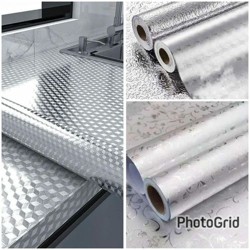 Silver Aluminium Foil /Kitchen table top liner Size: 60cm x 500