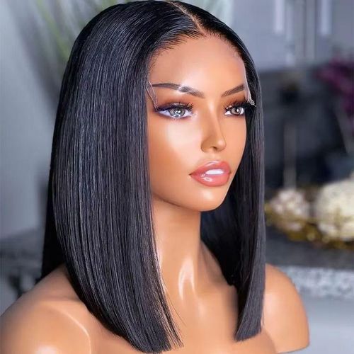 Fashion Idol Human STYLE ICON Lace Bob Nature Wig 10" Nature Black Wig 13*4 Lace Human Nature Bob Hair Wig For Women