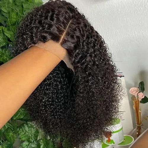 Human hair curly water wave wig with a lace closure it comes with a Maintainance oil