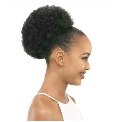 Afro-Female Fluffy Curly Synthetic Wig - Black bun