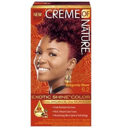 Creme Of Nature Exotic Shine Hair Color 6.2 Burgundy Blaze, with Argan Oil from Morocco Hair Dye
