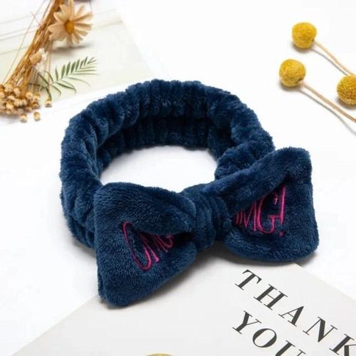 Headband Fleece Fuzzy Women Stretchy Hair Cute Soft Wear - Blue