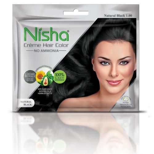 Nisha Cream Hair Color 1.0 Natural Black (20gm+ 20ml)