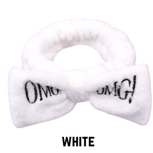 OMG Cute & Comfy Headband -White Fleece Fuzzy Women Stretchy Soft for Hair