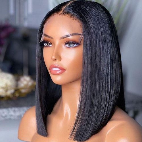 Frontal lace 14inch bob wig double drawn hd lace lace 13*6 human hair hundred percent
