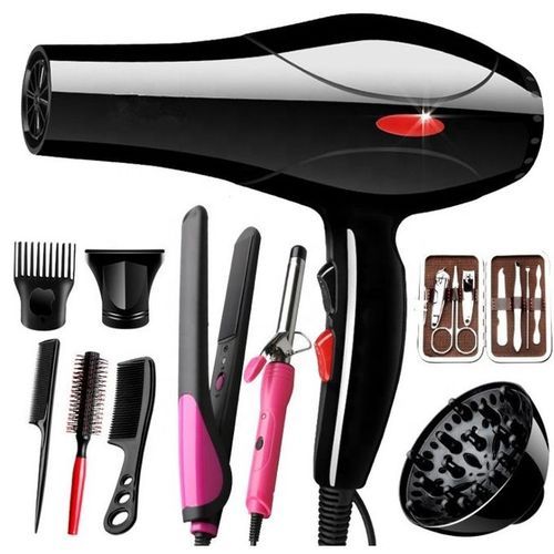 Deliya Complete Hair Dryer With Accessories & Free Flat Iron - Full Set.