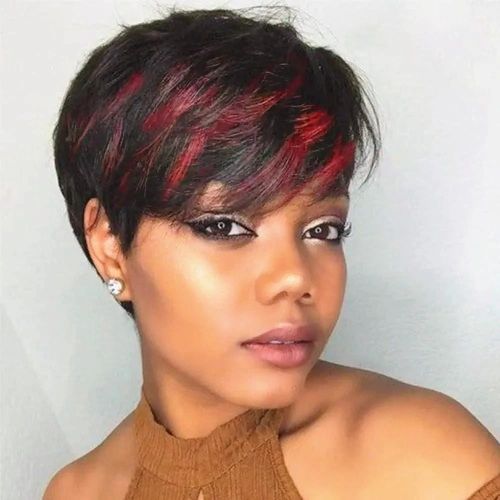 Fashion pixie wig black and ombre red