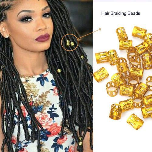 Adjustable Hair Braid Beads Rings Cuff Metal