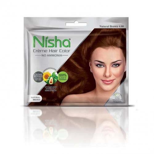 Nisha Crème Hair Color Natural Brown (20gm + 20ml)