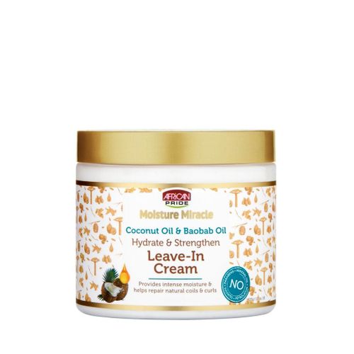 AFRICAN PRIDE Moisture Miracle- Coconut Oil & Baobab Oil Leave-In Cream , 15oz