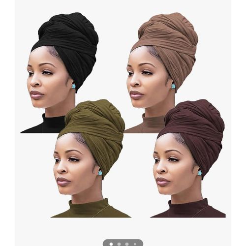 4PCS Head Wraps for Black Women Stretch Turban Headwraps Scarf Hair Wraps Head Scarf for Locs Braids
